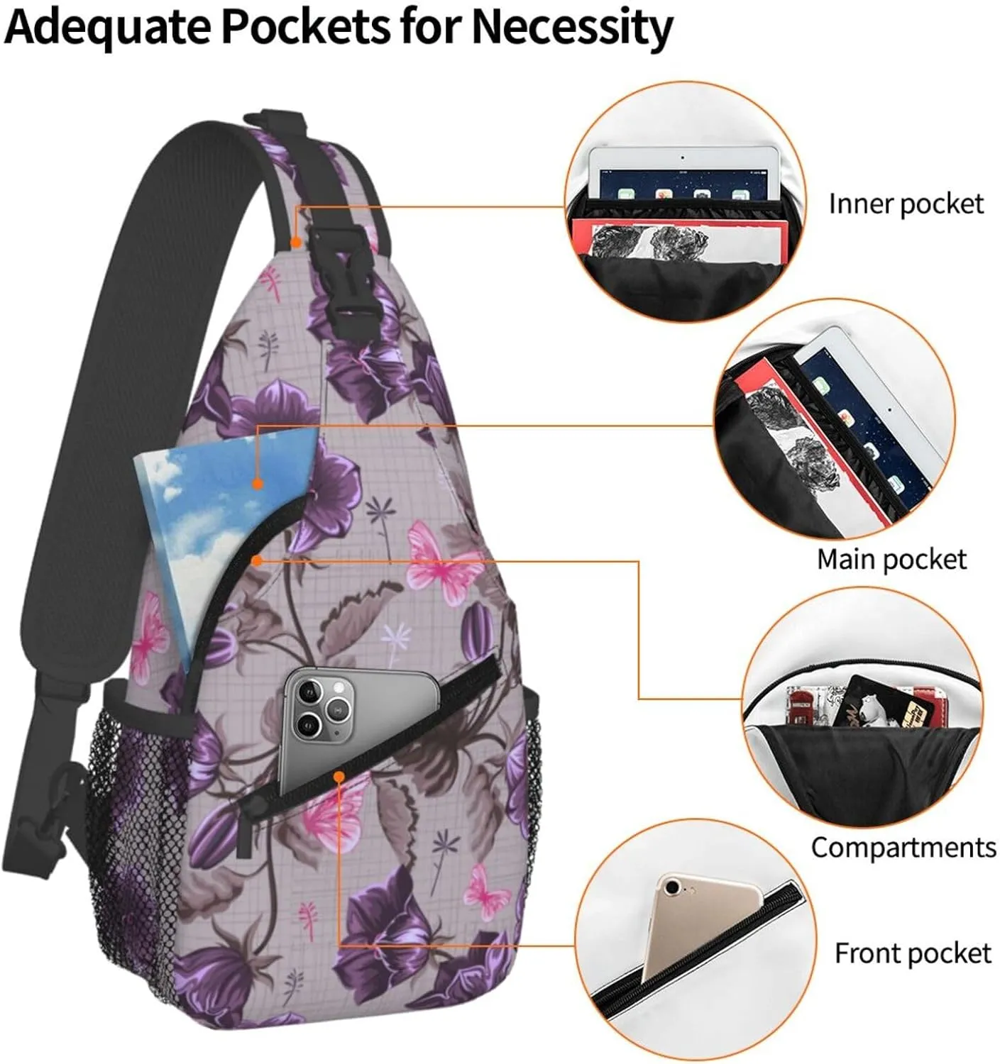 Gnomes Sunflower Chest Bags Crossbody Sling Bag Shoulder Bag Travel Hiking Daypack For Men Women