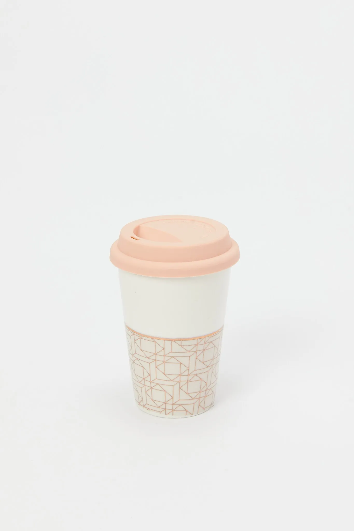 Gold Geometric Travel Mug With Gold Rim