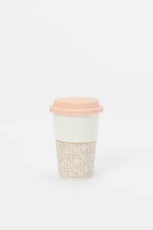 Gold Geometric Travel Mug With Gold Rim