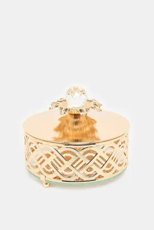 Gold Round Candy Jar With Metal Lid