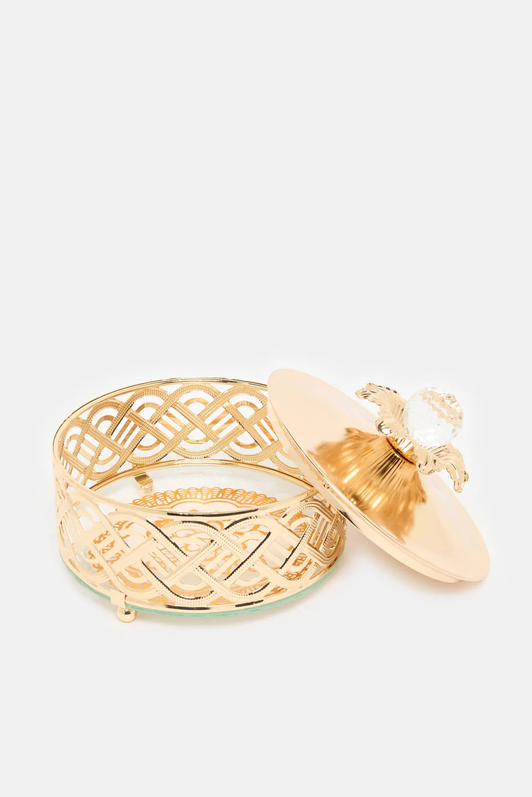 Gold Round Candy Jar With Metal Lid