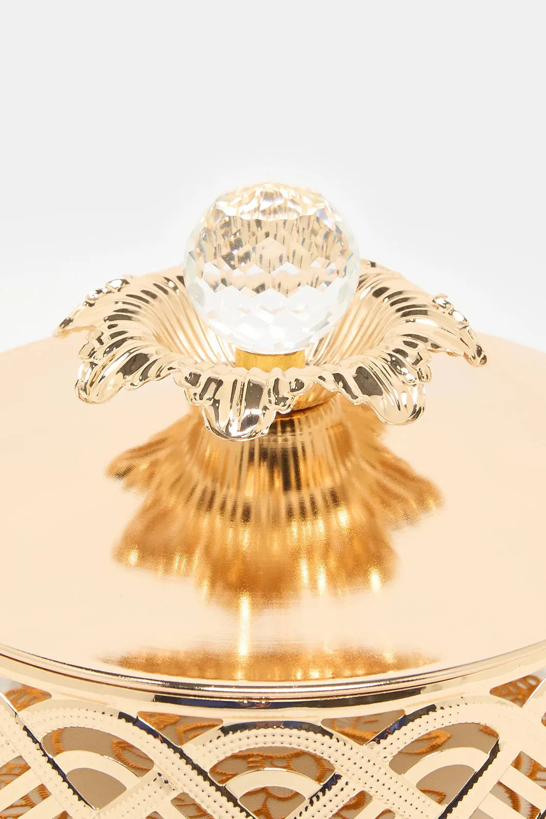 Gold Round Candy Jar With Metal Lid