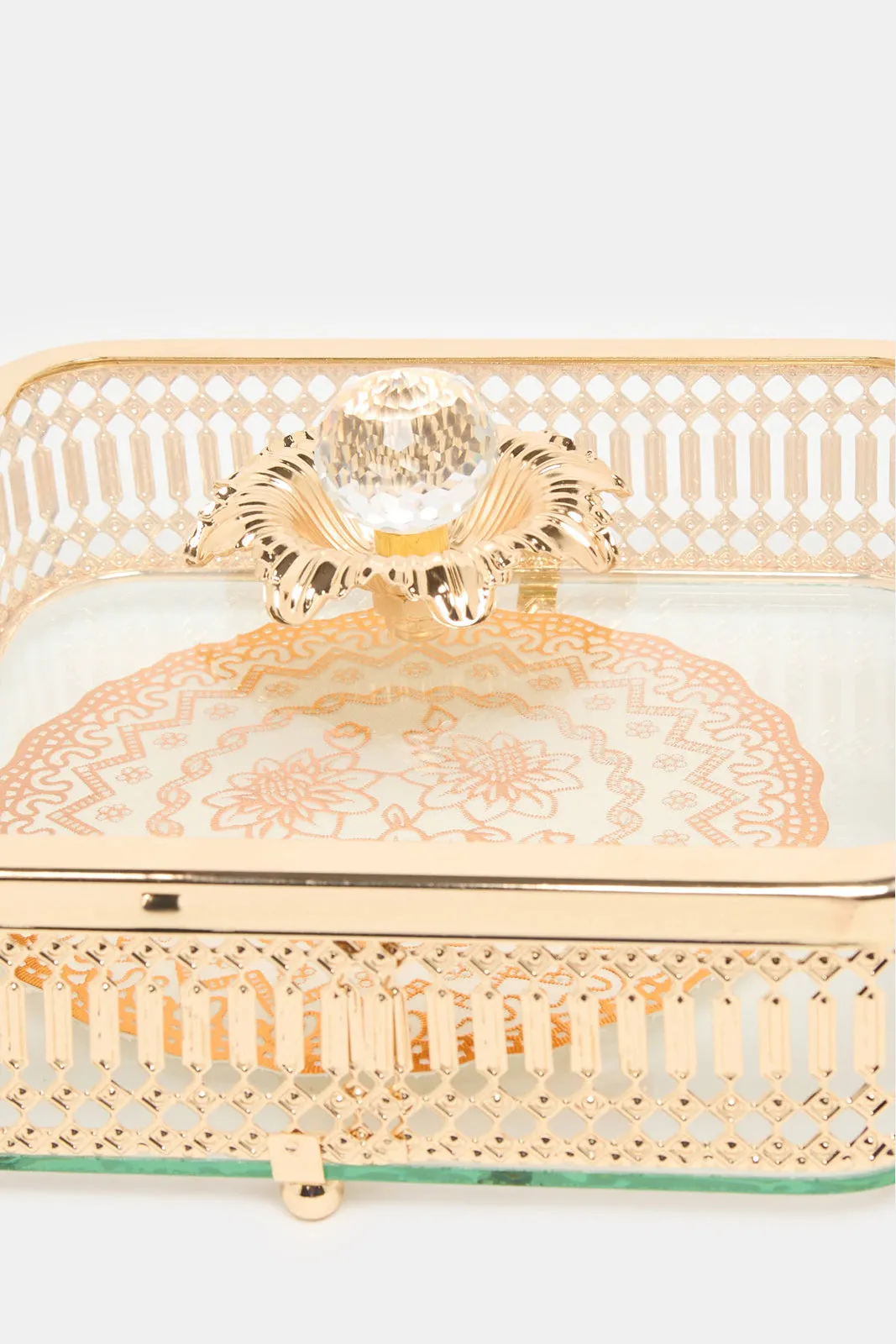 Gold Square Candy Jar With Glass Lid