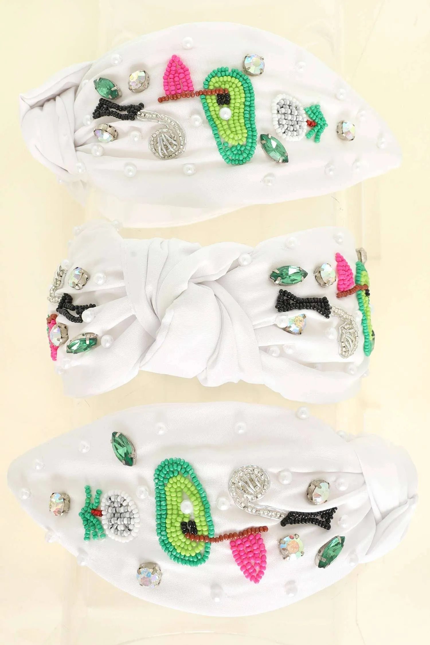 Golf Jeweled Beaded Headband- White