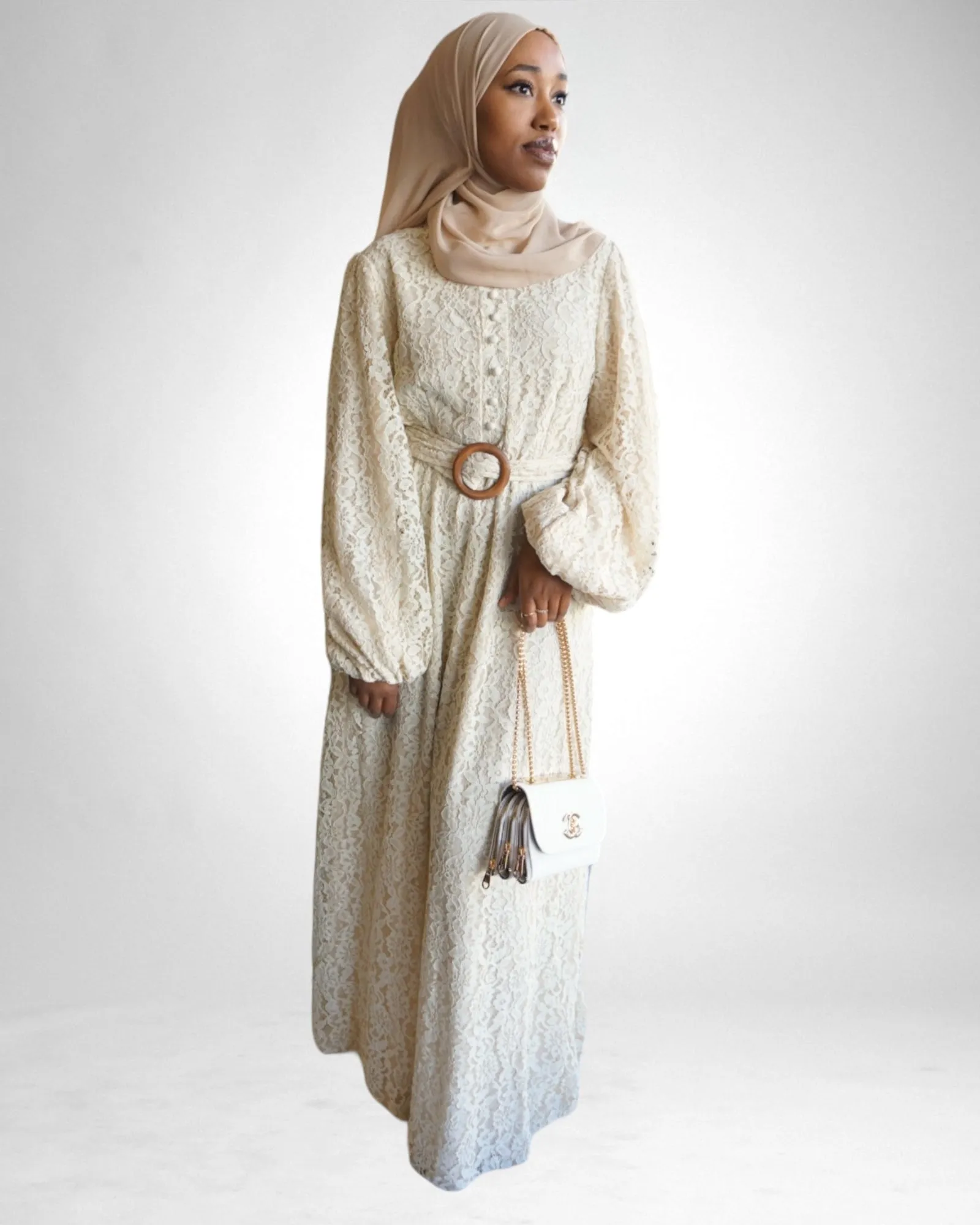 Grace Lace Dress -Creamy Beige