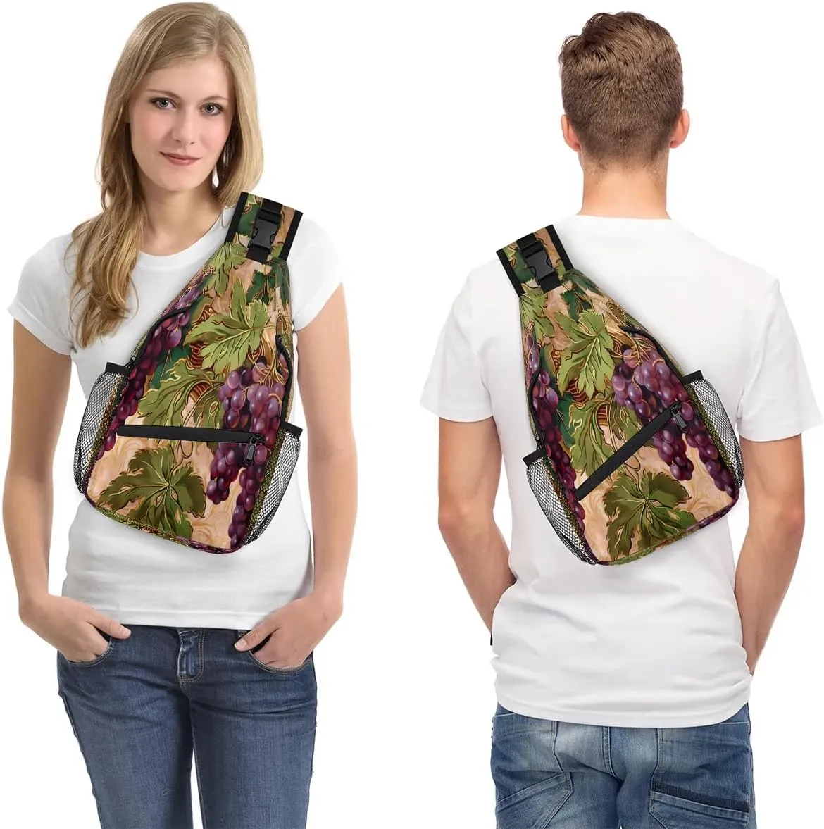 Grape Sling Bag for Women Men, Waterproof Crossbody Sling Backpack Sports Travel Outdoor Chest Bag