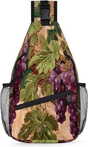 Grape Sling Bag for Women Men, Waterproof Crossbody Sling Backpack Sports Travel Outdoor Chest Bag