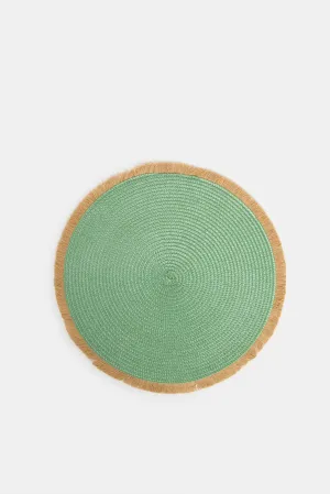 Green Embellished Round Placemat