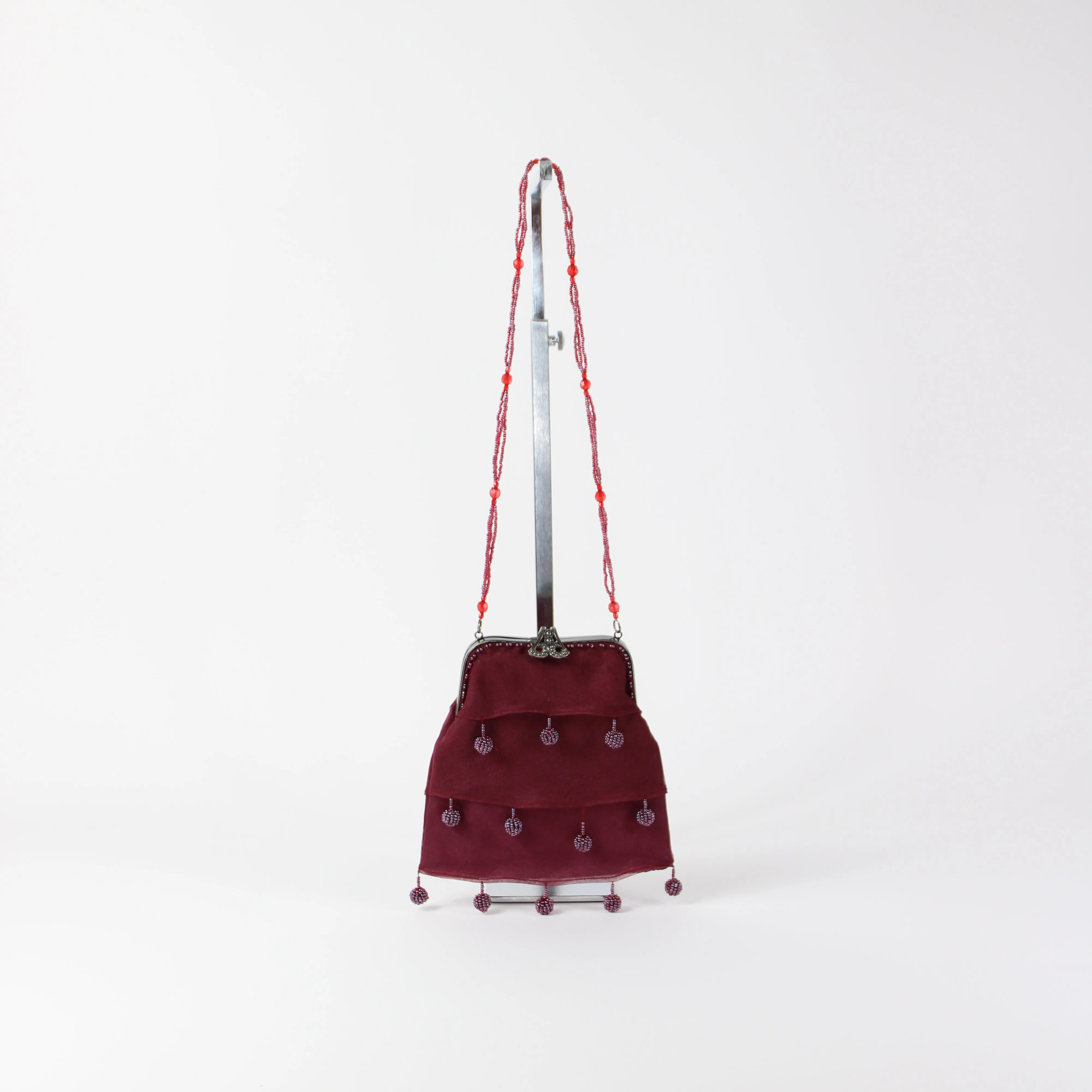 Gregory Ladner Maroon Beaded Handbag