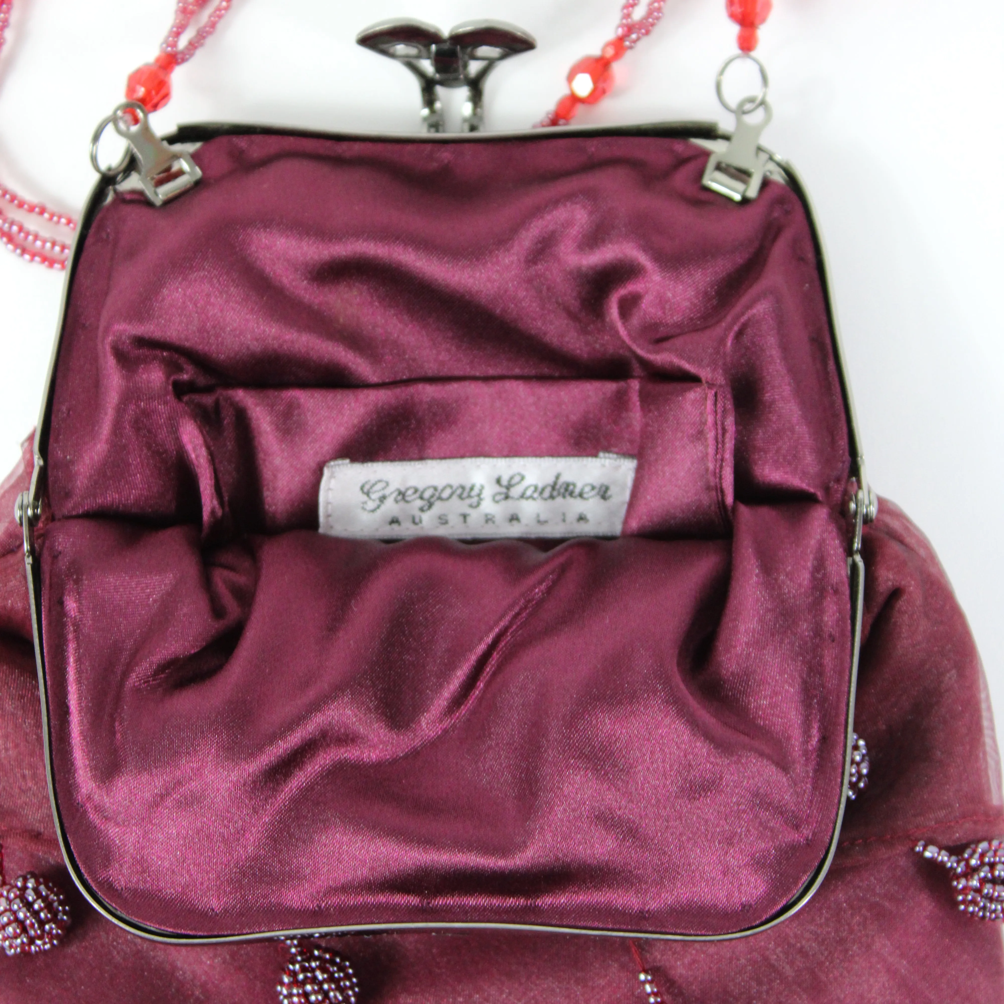 Gregory Ladner Maroon Beaded Handbag