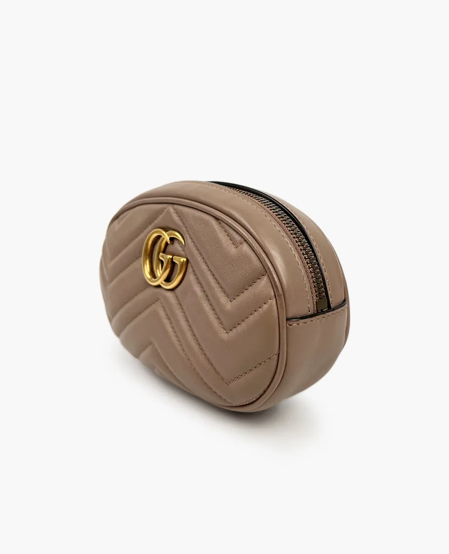 Gucci GG Marmont Leather Dusty Pink Belt Bag
