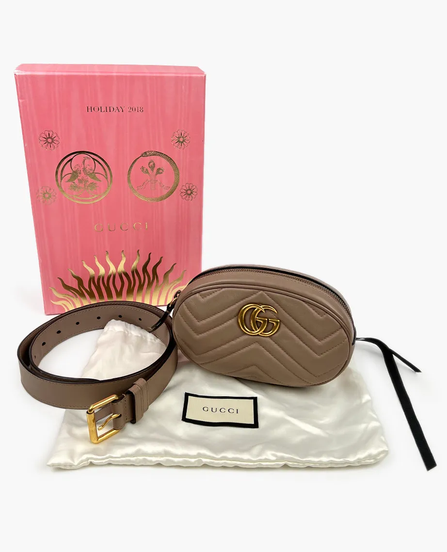 Gucci GG Marmont Leather Dusty Pink Belt Bag