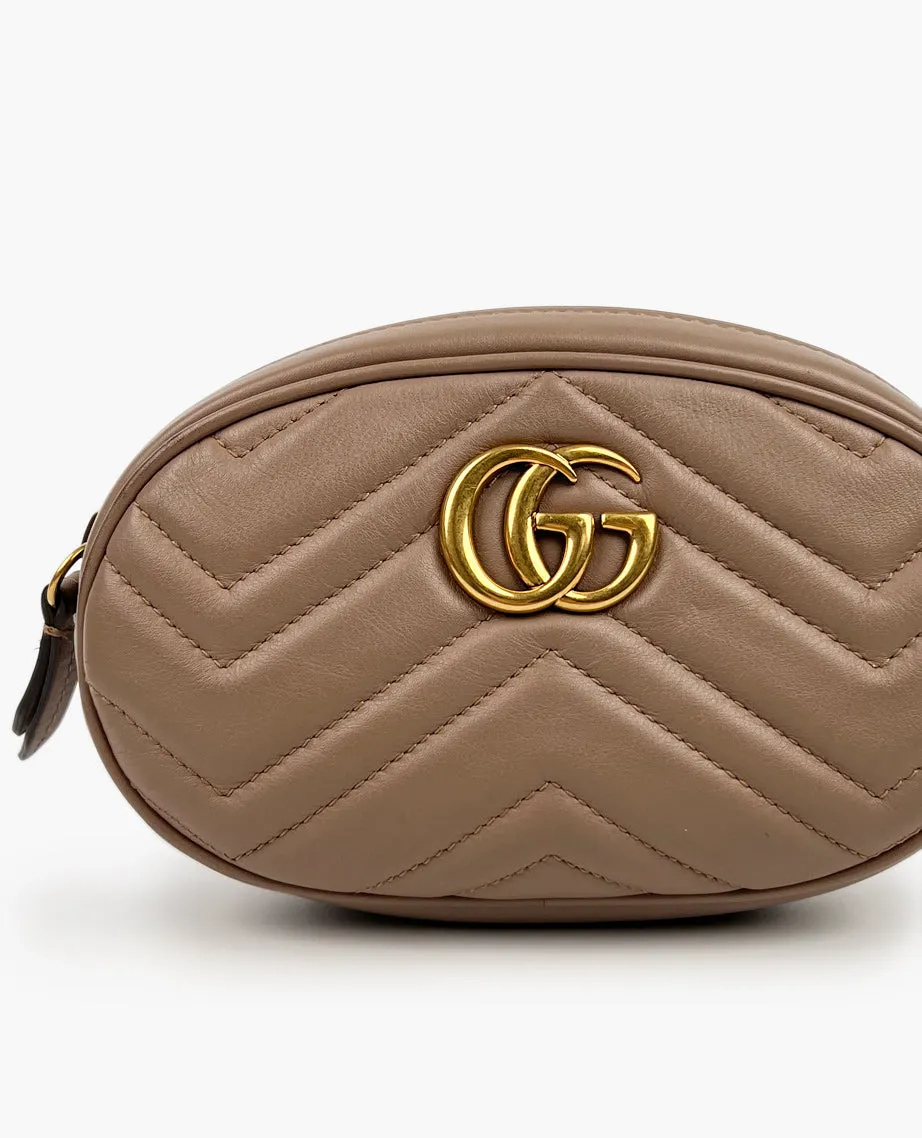 Gucci GG Marmont Leather Dusty Pink Belt Bag