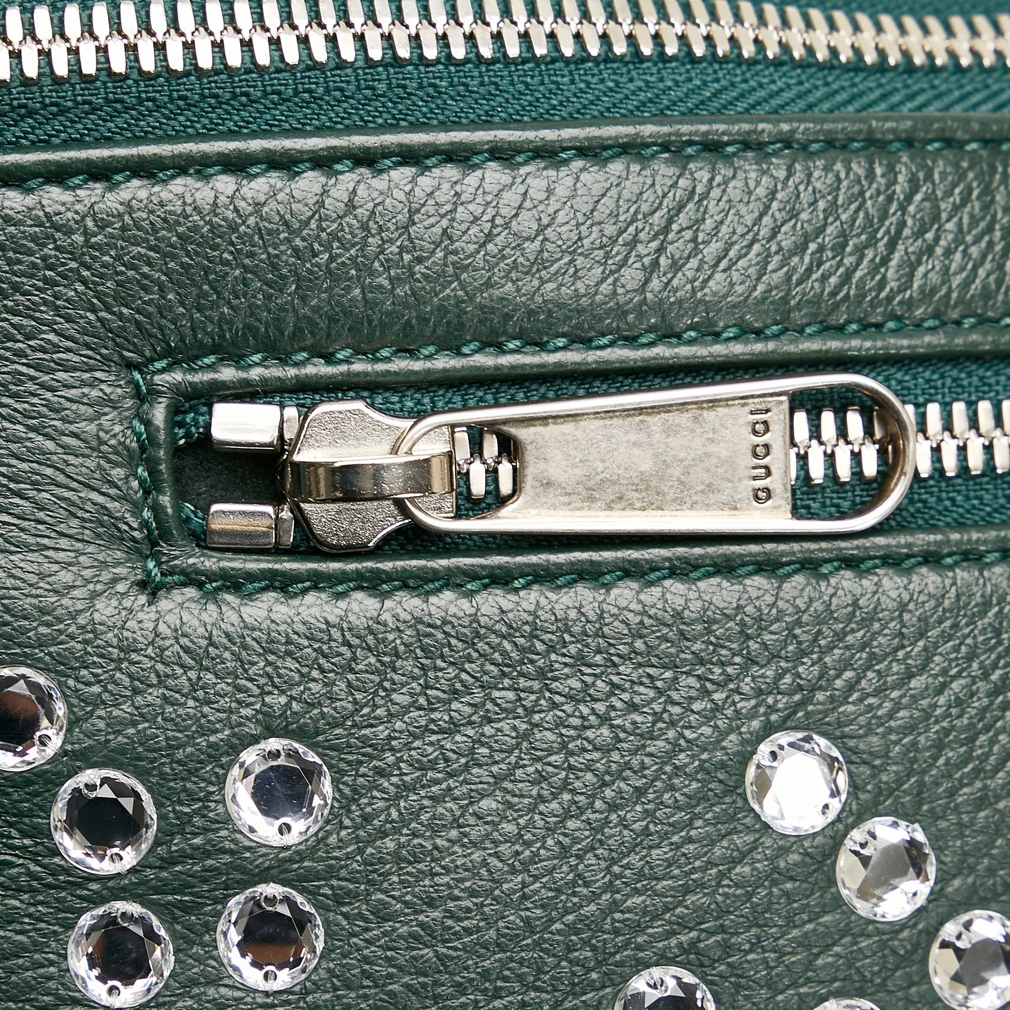 Gucci Unbeatable price Embellished Belt Green Deadline-driven Bag Web Crystal Leather