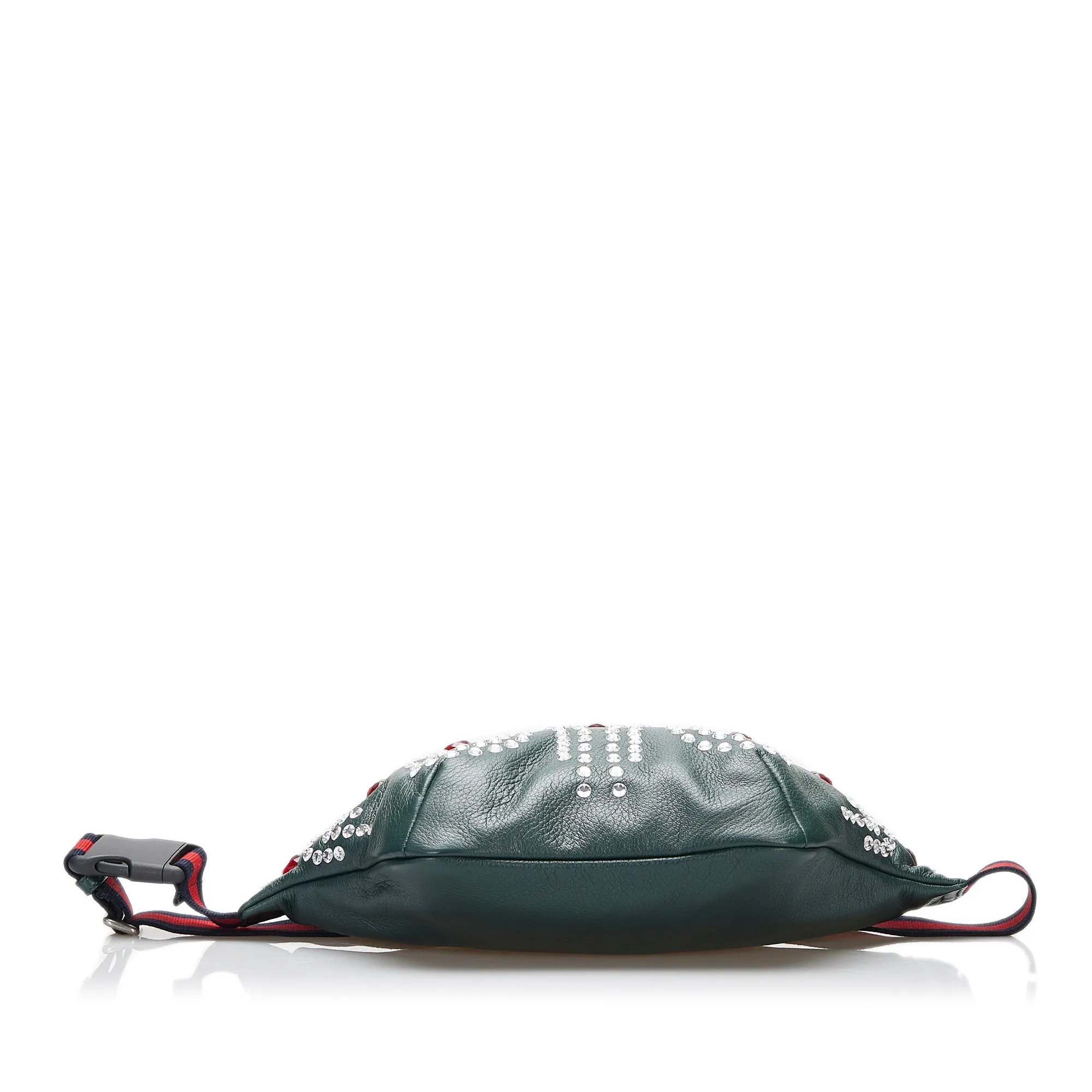 Gucci Unbeatable price Embellished Belt Green Deadline-driven Bag Web Crystal Leather