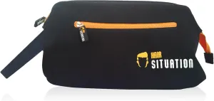 Hair Situation Men Toiletry Bag, Large Lightweight Traveling Case Organizer, Shaving Bag, Dopp Kit Water-resistant for Toiletries Accessories with Extendable Wire Frame to Stay Open, 2 Pockets, Black