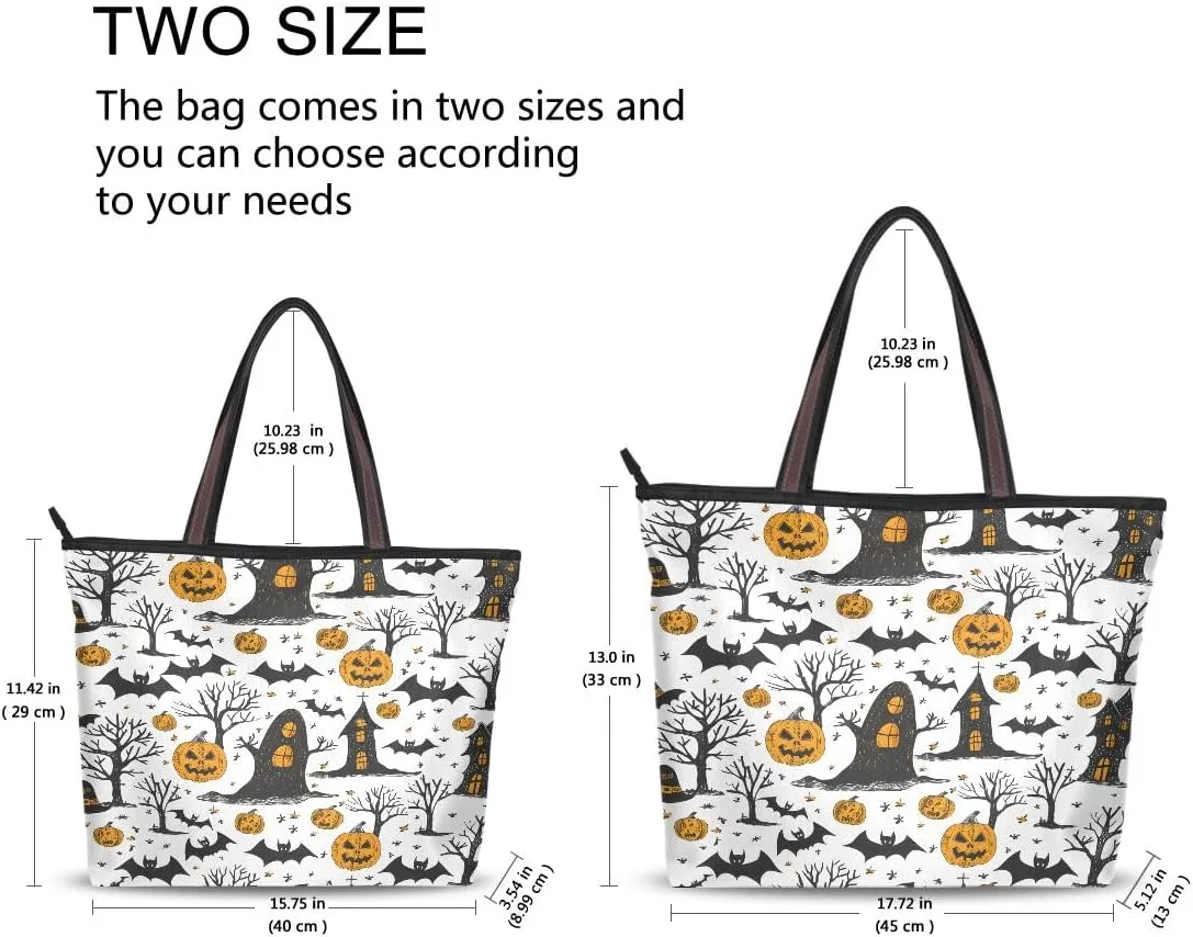 Halloween Tomb and Pumpkin Shoulder Bags Large Handle Ladies Handbag