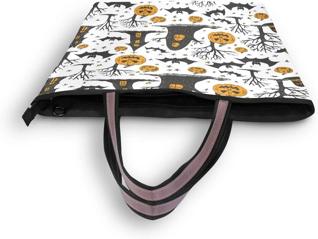Halloween Tomb and Pumpkin Shoulder Bags Large Handle Ladies Handbag