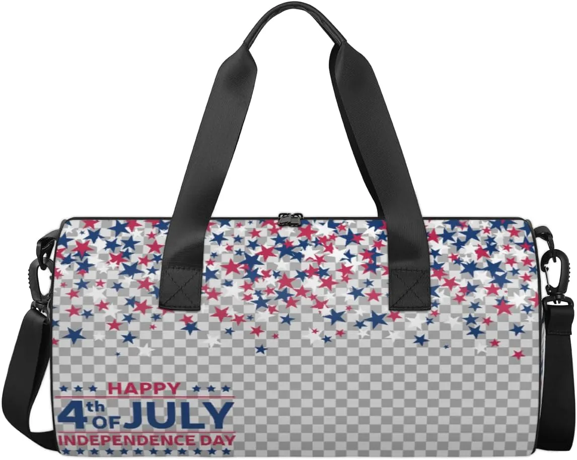 Happy 4th Of July Travel Duffel Bag Patriotic Independence Day Sports Gym Bag Men Women Sports Travel Luggage Bag 17.6”×9”×9 “ Duffel Bag Weekend Overnight Gym Bag Nvenient For Carrying