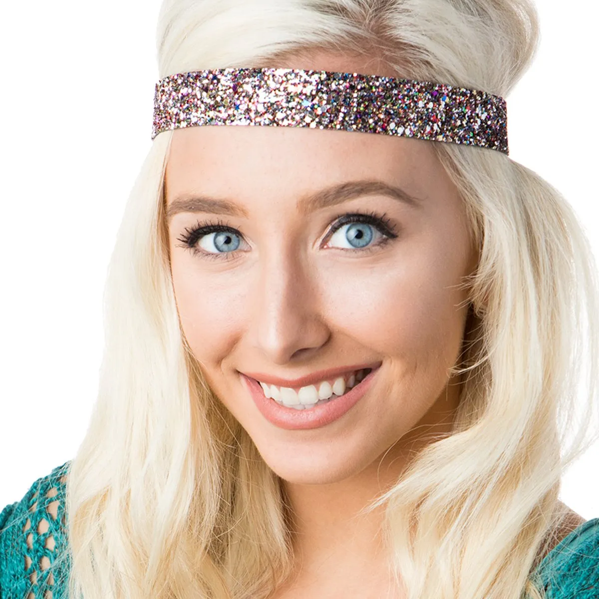 Hipsy PETITE Size, Adjustable No Slip Sparkly Bling Mixed 3pk Headbands for Women Girls & Teens (Bling Glitter Mixed Confetti)