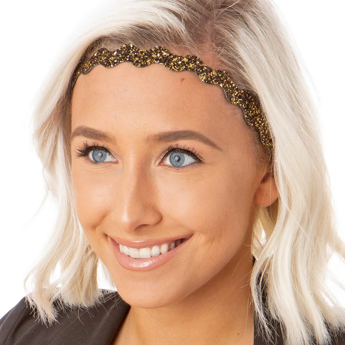 Hipsy PETITE Size, Adjustable No Slip Sparkly Bling Mixed 4pk Headbands for Women Girls & Teens (Bling Glitter Mixed Diva)