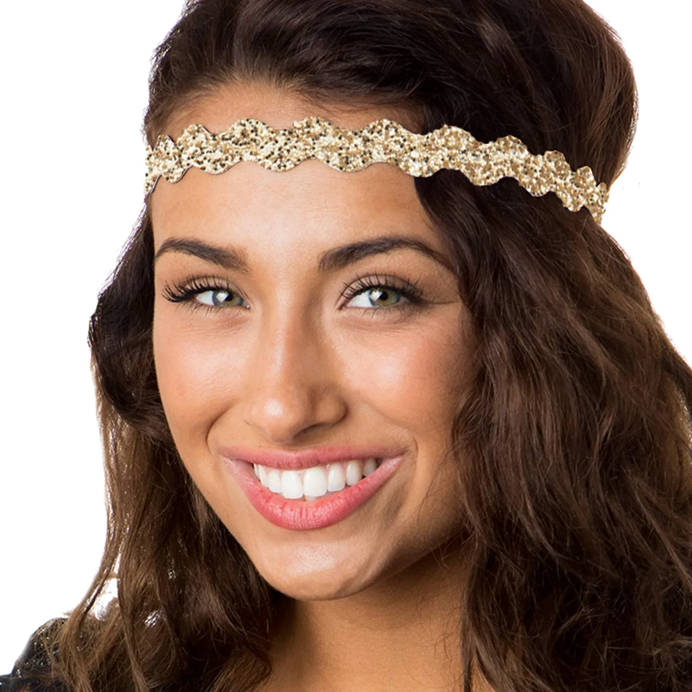 Hipsy REGULAR Size, Adjustable No Slip Sparkly Bling Mixed 3pk Headbands for Women Girls & Teens (Bling Glitter Mixed Gold)