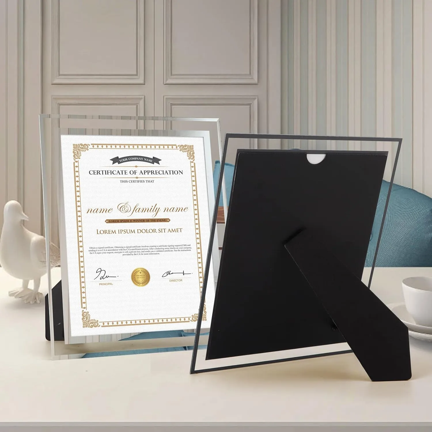 Hoikwo 8.5x11 Picture Frames, 6 Packs Silver Glass Certificate Frames for Document Diploma Award, Only for Tabletop Display Vertically or Horizontally