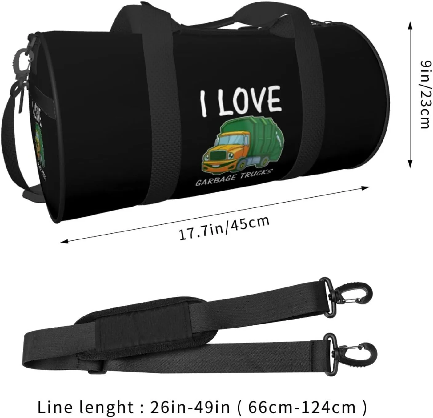 I Love Garbage Trucks Luggage Bags Round Large Capacity Foldable Duffel Bag