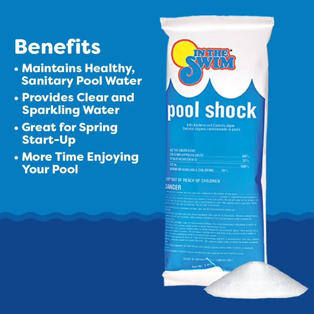 In The Swim Shock and Chlorine Bundle for Sanitizing Swimming Pools – Includes 24 x 1 Pound Bags of 68% Cal-Hypo Pool Shock and 50 Pound Bucket of 3 Inch Stabilized Chlorine Tablets