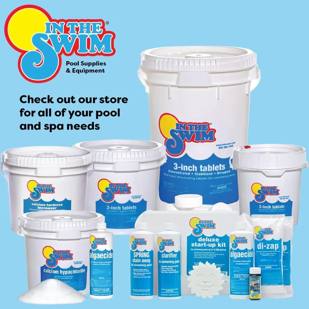 In The Swim Shock and Chlorine Bundle for Sanitizing Swimming Pools – Includes 24 x 1 Pound Bags of 68% Cal-Hypo Pool Shock and 50 Pound Bucket of 3 Inch Stabilized Chlorine Tablets