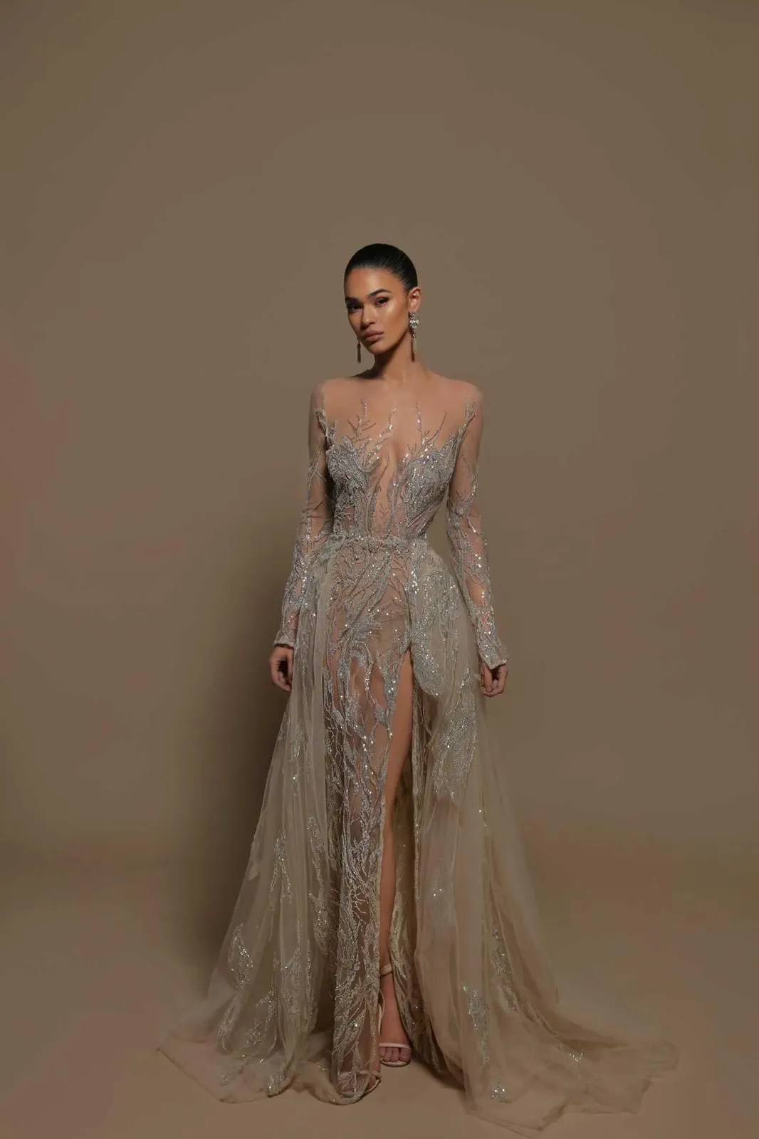 INES BEADED GOWN WITH BEADED OVERSKIRT