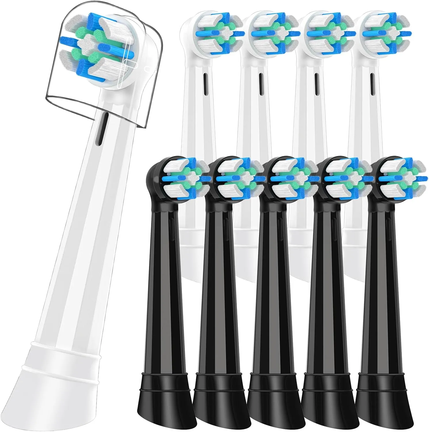 IO Replacement Heads Compatible with Oral B iO 2 3 4 5 6 7 8 9 10 Series Electric Toothbrush, Brush Heads Compatible with Oral B IO, Medium Bristles for Gum Care & Sensitive Teeth (10 Black/White)