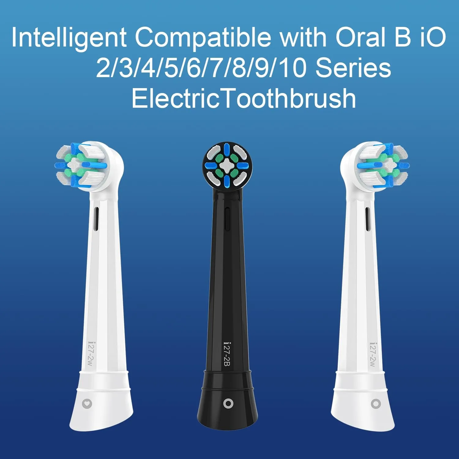 IO Replacement Heads Compatible with Oral B iO 2 3 4 5 6 7 8 9 10 Series Electric Toothbrush, Brush Heads Compatible with Oral B IO, Medium Bristles for Gum Care & Sensitive Teeth (10 Black/White)