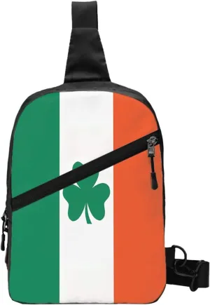 Ireland Shamrock Flag Portable Crossbody Bag Foldable Sling Bags Sports Gym Chest Daypack Reusable Shoulder Backpack Casual Diagonally Rucksack Fanny Packs