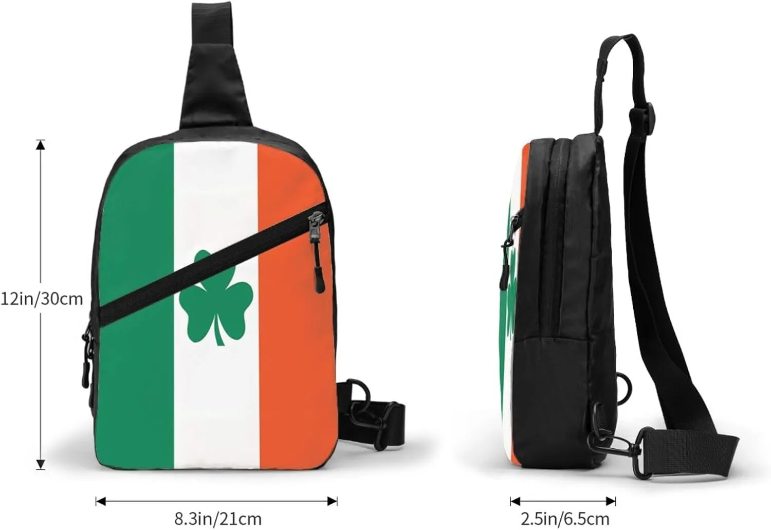 Ireland Shamrock Flag Portable Crossbody Bag Foldable Sling Bags Sports Gym Chest Daypack Reusable Shoulder Backpack Casual Diagonally Rucksack Fanny Packs