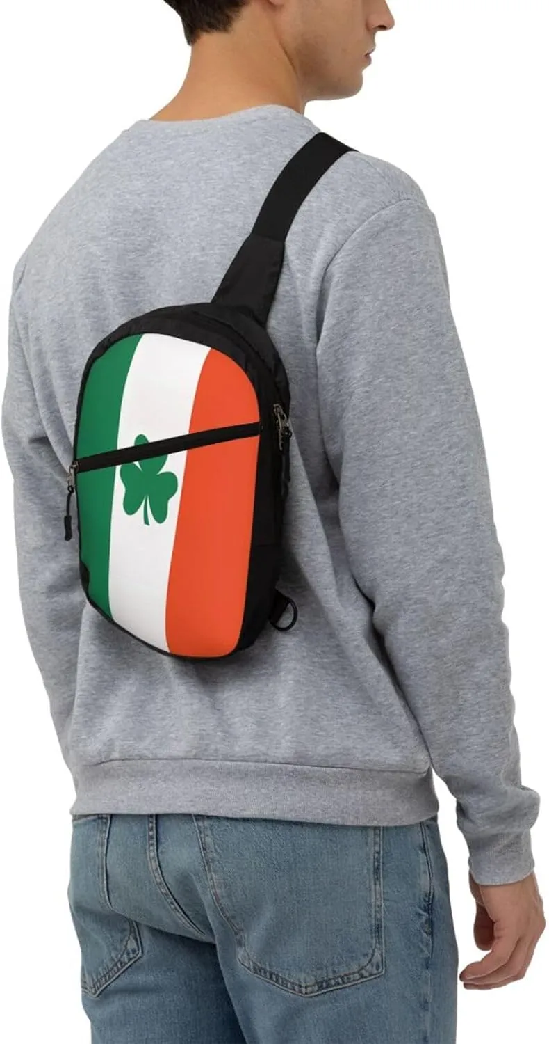 Ireland Shamrock Flag Portable Crossbody Bag Foldable Sling Bags Sports Gym Chest Daypack Reusable Shoulder Backpack Casual Diagonally Rucksack Fanny Packs