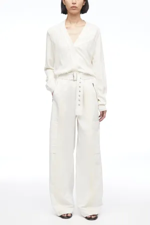Ivory Recycled Tech Poly Cargo Pant