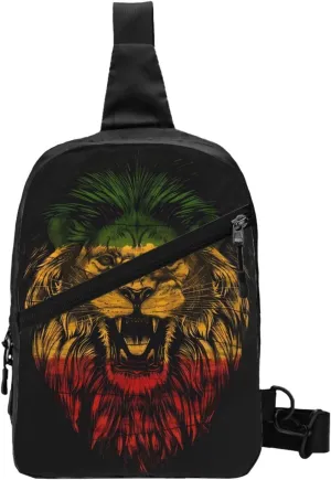 Jamaican Rasta Lion Flag Portable Crossbody Bag Foldable Sling Bags Sports Gym Chest Daypack Reusable Shoulder Backpack Casual Diagonally Rucksack Fanny Packs