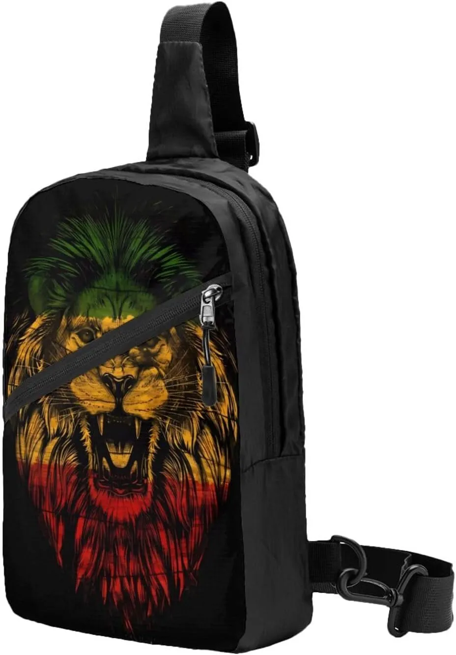 Jamaican Rasta Lion Flag Portable Crossbody Bag Foldable Sling Bags Sports Gym Chest Daypack Reusable Shoulder Backpack Casual Diagonally Rucksack Fanny Packs