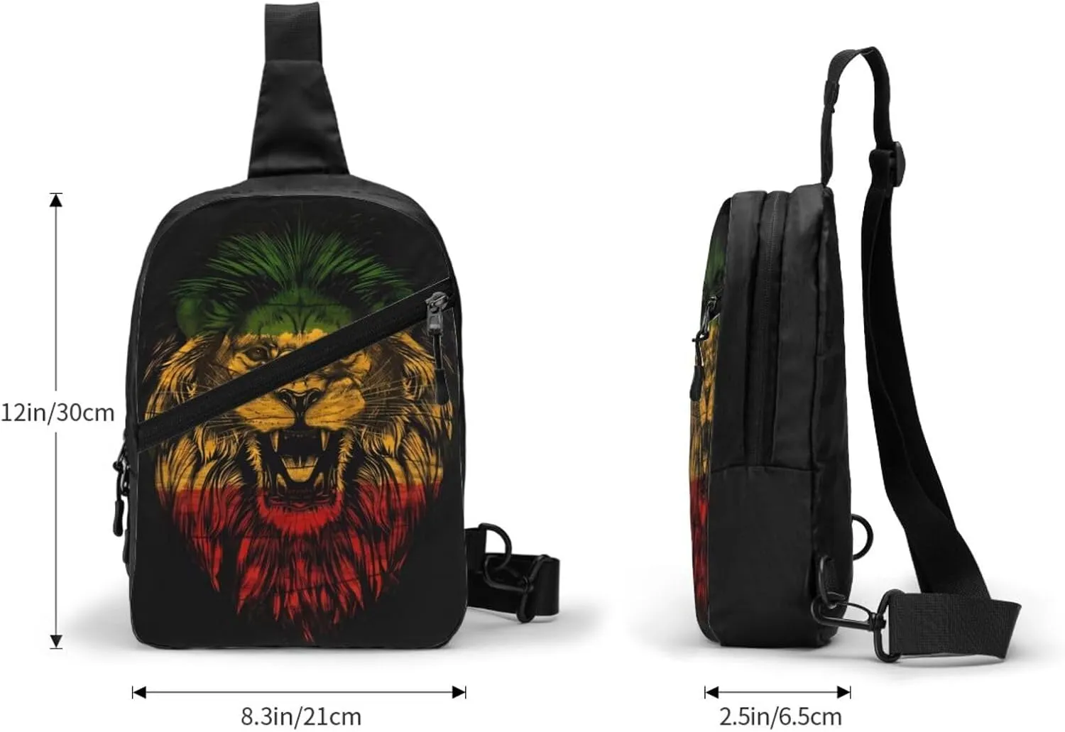 Jamaican Rasta Lion Flag Portable Crossbody Bag Foldable Sling Bags Sports Gym Chest Daypack Reusable Shoulder Backpack Casual Diagonally Rucksack Fanny Packs