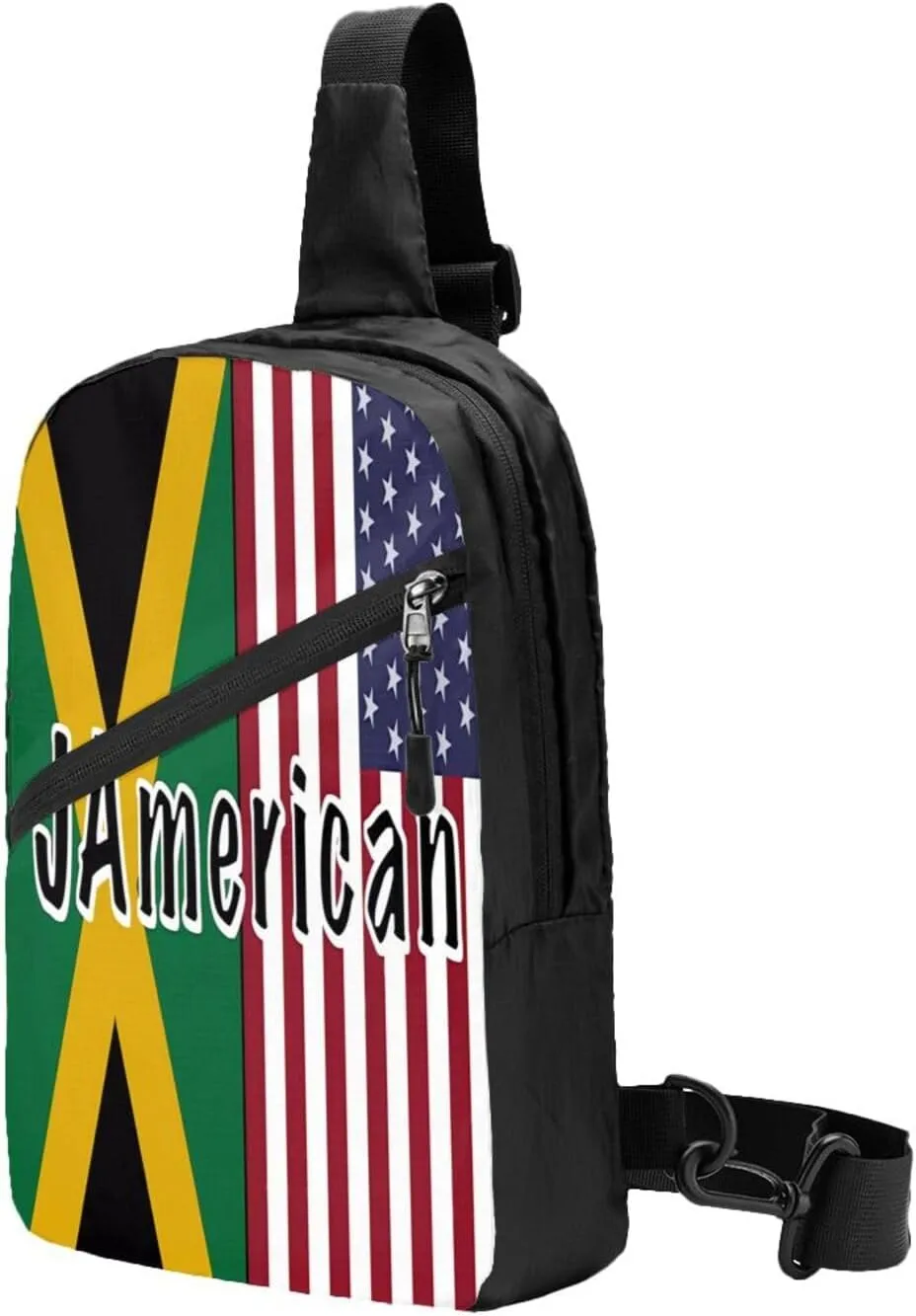 Jamaican Roots And American Flag Portable Crossbody Bag Foldable Sling Bags Sports Gym Chest Daypack Reusable Shoulder Backpack Casual Diagonally Rucksack Fanny Packs