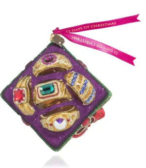 Jay Strongwater Five Golden Rings Glass Ornament
