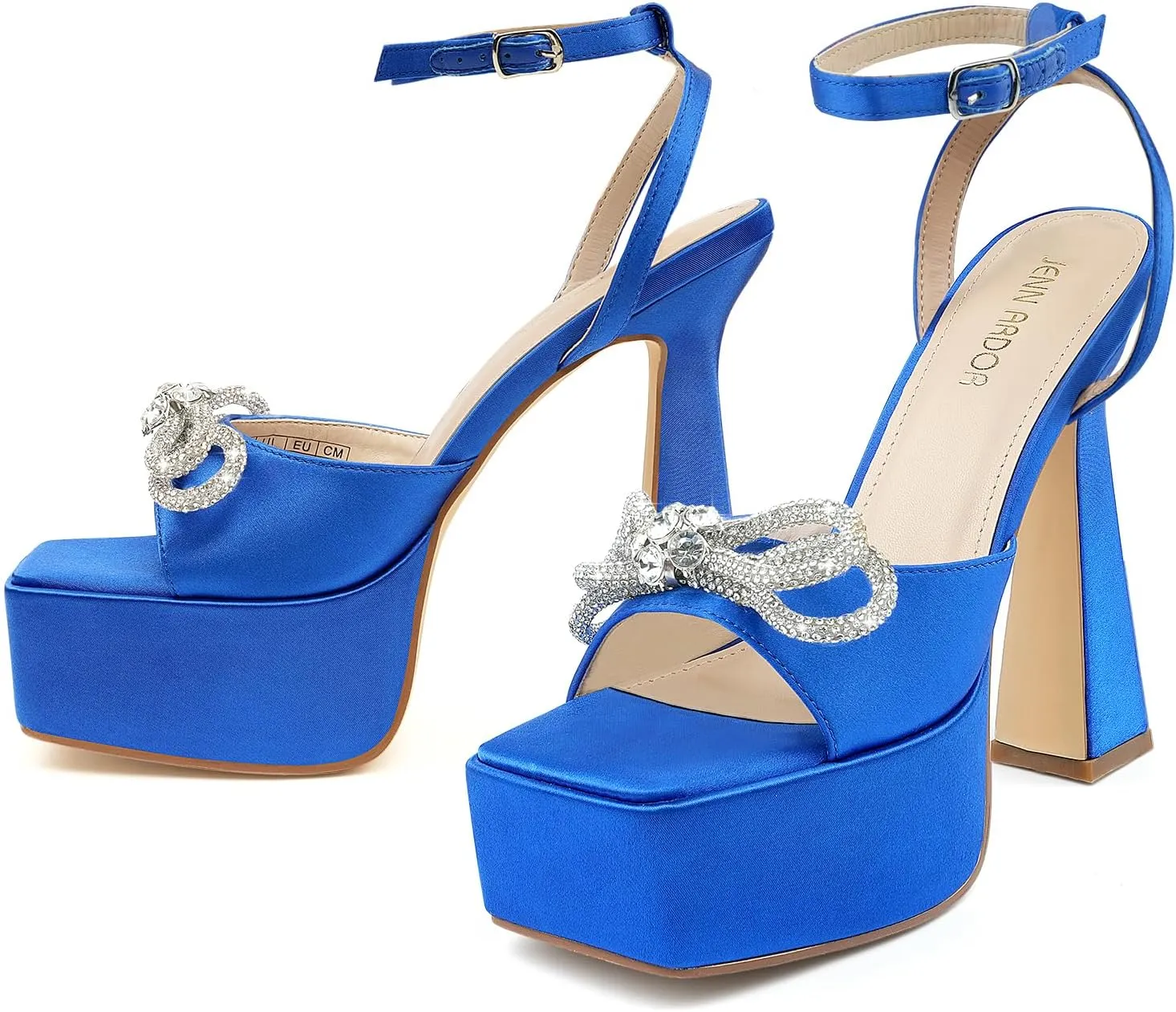 JENN ARDOR Women's Platform Heels Lace Up High Stroppy Sandals Butterfly Heeled Chunky Prom Shoes for Club Party Date (tie-up/buckle)