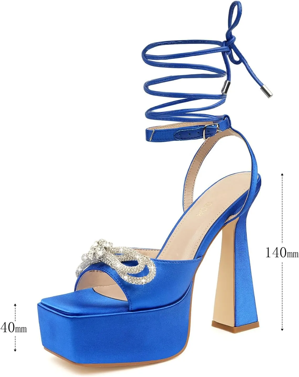 JENN ARDOR Women's Platform Heels Lace Up High Stroppy Sandals Butterfly Heeled Chunky Prom Shoes for Club Party Date (tie-up/buckle)