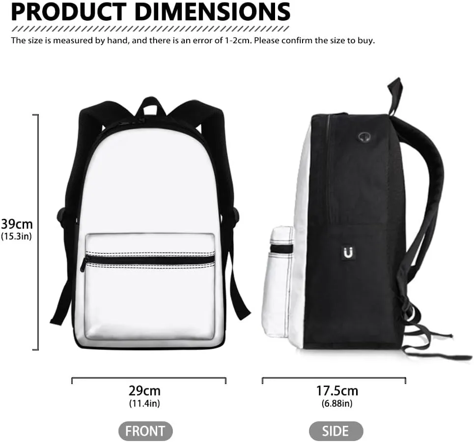 JooMeryer Cool Fox Wolf Printed Backpack for Kid Teen Boys Girls Casual School Bag Shoulder Bags with Front Zipper Pocket,Cute Ice Fox