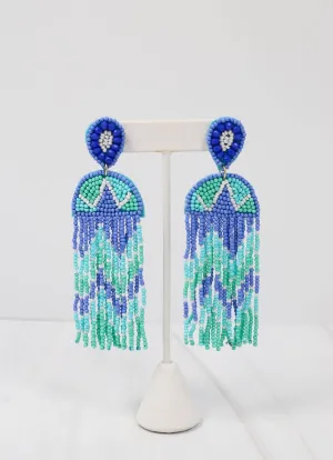 Josey Beaded Fringe Earring BLUE