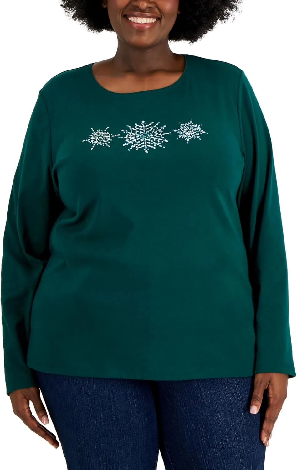 Karen S Plus Size Embellished Top Spruce Night 1X