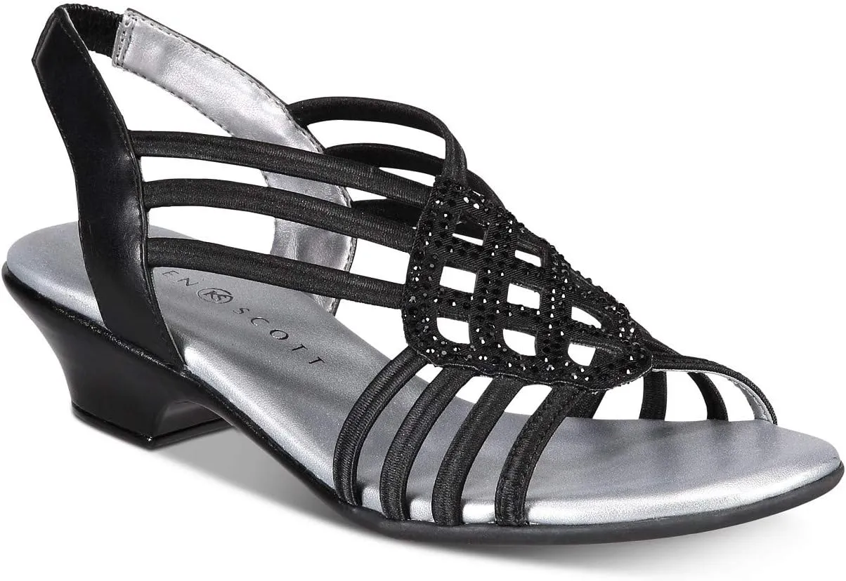 Karen Scott Womens Elinoor Strappy Evening Heels Black 5.5 Medium (B,M)