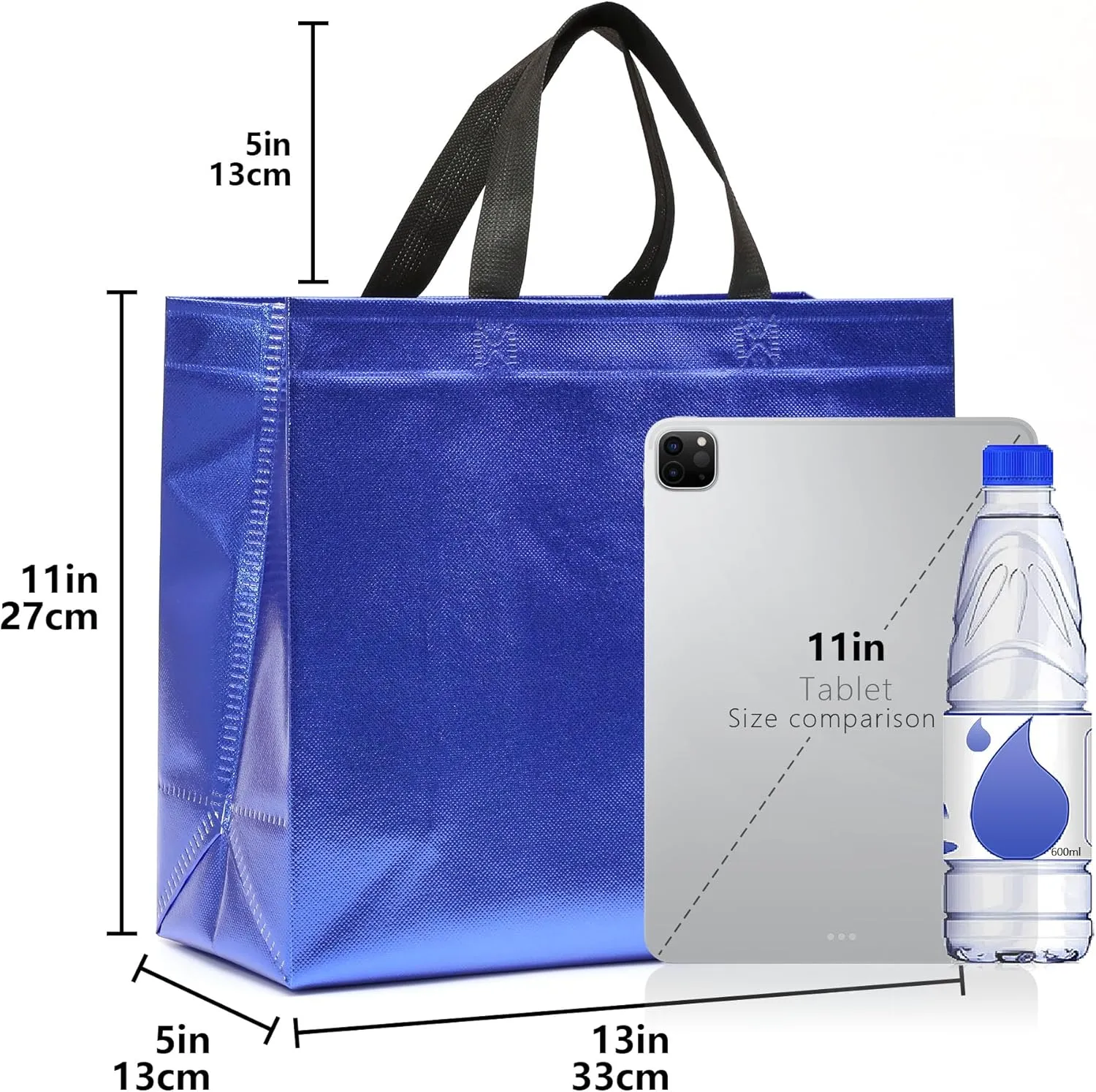 KeerxunBag 12Pcs Reusable Gift Bags（Includes Tissue Paper） Gift bag with handle Birthdays Parties Holidays Weddings Medium 13x5x11in Blue Gift Bags