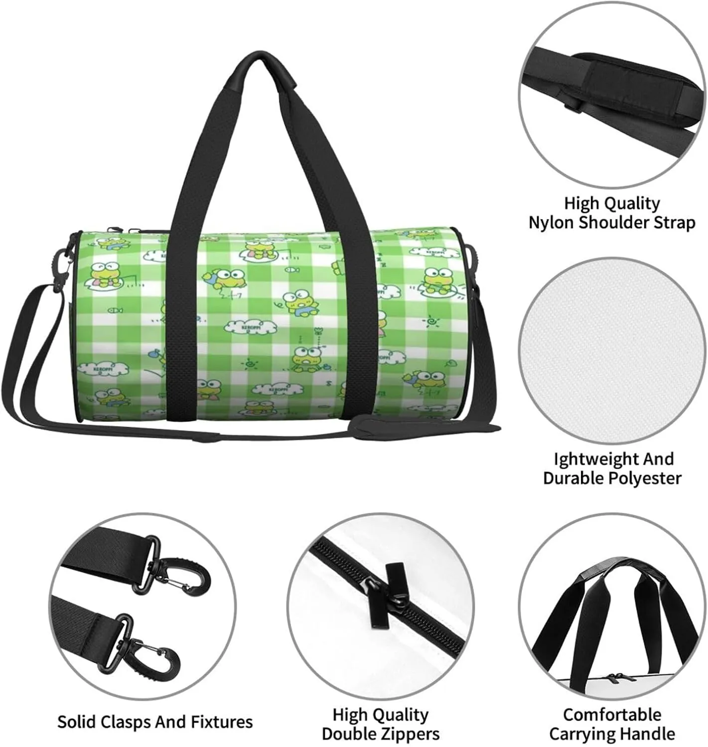 Ker-oppi Duffel Bag Large Capacity Portable Round Travel bag,Travel Sports Bag for Men and Women One Size